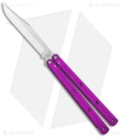 Squid Industries Krake Raken Bowie V2.5 Balisong Knife Purple (4.5" Satin) 1 Squid Industries Krake Raken Bowie V2.5 Balisong Knife Purple (4.5" Satin)