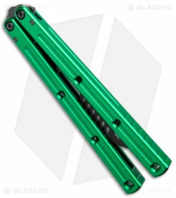 Squid Industries Krake Raken Butterfly Balisong Trainer V2.5 Inked Green (Inked) -Kershaw Sales Shop Squid Industries Krake Raken Butterfly Balisong Trainer V2.5 Inked Green Black BHQ 175177 jr side