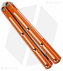 Squid Industries Krake Raken Tanto V2.5 Balisong Knife Dual Tone Orange (4.5") -Kershaw Sales Shop Squid Industries Krake Raken Tanto V2 5 Balisong Knife Dual Tone Orange 4in BHQ 134797 td side