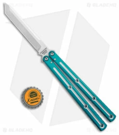 Squid Industries Krake Raken V2.5 Tanto Balisong Knife Teal Dual-Tone (4.5") -Kershaw Sales Shop Squid Industries Krake Raken Tanto V2 5 Balisong Knife Teal 4in 5cm Dual Tone BHQ 139554 td size jr