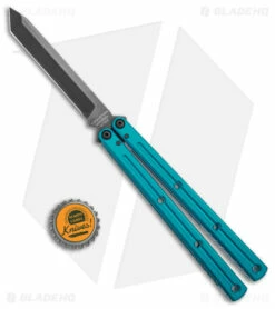 Squid Industries Krake Raken V2.5 Tanto Balisong Knife Teal (4.5" Inked) -Kershaw Sales Shop Squid Industries Krake Raken Tanto V2 5 Balisong Knife Teal 4in 5cm Inked BHQ 139556 td size 1