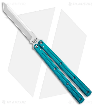 Squid Industries Krake Raken V2.5 Tanto Balisong Knife Teal (4.5" Satin) 1 Squid Industries Krake Raken V2.5 Tanto Balisong Knife Teal (4.5" Satin)