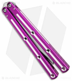 Squid Industries Krake Raken Tanto V2.5 Balisong Knife D/T Purple (4.5" Satin) -Kershaw Sales Shop Squid Industries Krake Raken Tanto V2 5 Blaisong Knife DT Purple 4in Satin BHQ 180386 td side