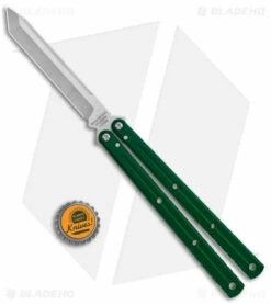 Squid Industries Krake Raken Tanto V2.5 Balisong Knife Green (4.5" Satin) -Kershaw Sales Shop Squid Industries Krake Raken Tanto V2.5 Balisong Green Satin BHQ 178875 jr bottlecap