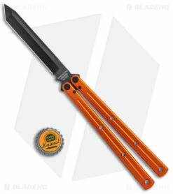 Squid Industries Krake Raken Tanto V2.5 Balisong Knife Orange (4.5" Inked) -Kershaw Sales Shop Squid Industries Krake Raken Tanto V2.5 Balisong Orange Inked BHQ 178864 jr bottlecap