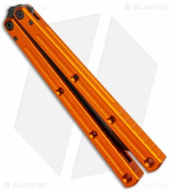 Squid Industries Krake Raken Tanto V2.5 Balisong Knife Orange (4.5" Inked) -Kershaw Sales Shop Squid Industries Krake Raken Tanto V2.5 Balisong Orange Inked BHQ 178864 jr side
