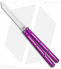 Squid Industries Krake Raken Tanto V2.5 Balisong Knife D/T Purple (4.5" Satin)