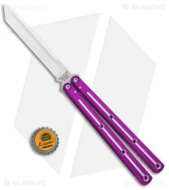Squid Industries Krake Raken Tanto V2.5 Balisong Knife D/T Purple (4.5" Satin) -Kershaw Sales Shop Squid Industries Krake Raken Tanto V2.5 Balisong Purple Dual Tone Satin BHQ 180386 jr bottlecap
