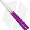 Squid Industries Krake Raken Tanto V2.5 Balisong Knife Purple (4.5" Satin)