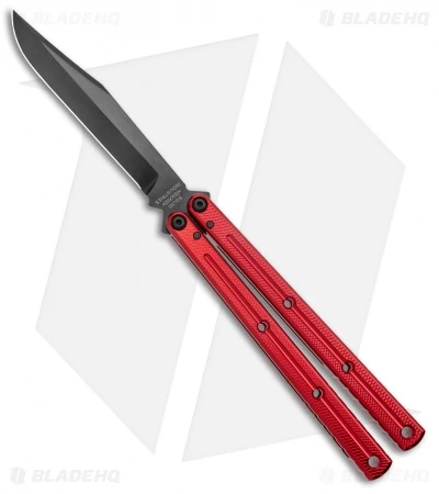 Squid Industries Krake Raken V2.5 Bowie Balisong Knife Red (4.5" Inked) 1 Squid Industries Krake Raken V2.5 Bowie Balisong Knife Red (4.5" Inked)