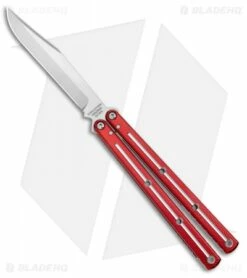 Squid Industries Krake Raken V2.5 Bowie Balisong Knife Red Dual Tone (4.5")