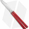 Squid Industries Krake Raken V2.5 Bowie Balisong Knife Red (4.5" Satin)
