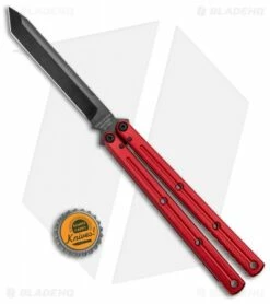 Squid Industries Krake Raken V2.5 Tanto Balisong Knife Red (4.5" Inked) -Kershaw Sales Shop Squid Industries Krake Raken V2 Tanto Balisong Red Black BHQ 103498 jr bottlecap 2