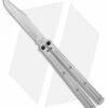 Squid Industries Krake Raken V2.5 Bowie Balisong Knife Silver (4.5" Satin)