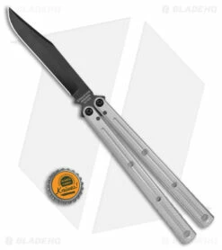 Squid Industries Krake Raken V2.5 Bowie Balisong Knife Silver (4.5" Inked) -Kershaw Sales Shop Squid Industries Krake Raken V2.5 Bowie Balisong Silver Inked BHQ 115297 jr bottlecap 2