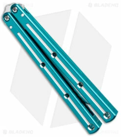 DoneSquid Industries Krake Raken V2.5 Bowie Balisong Knife Dual-Tone Teal (4.5") 6 DoneSquid Industries Krake Raken V2.5 Bowie Balisong Knife Dual-Tone Teal (4.5") -Kershaw Sales Shop Squid Industries Krake Raken V2.5 Bowie Balisong Teal Dual Tone Satin BHQ 139551 jr side