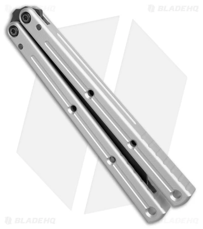 Squid Industries Krake Raken V2.5 Tanto Balisong Knife Matte Silver (4.5" Inked) 2 Squid Industries Krake Raken V2.5 Tanto Balisong Knife Matte Silver (4.5" Inked) - Image 2