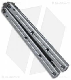 Squid Industries Krake Raken V2.5 Tanto Balisong Knife Mythril (4.5" Acid Wash) -Kershaw Sales Shop Squid Industries Krake Raken V2.5 Tanto Balisong Mythril Acid Wash BHQ 138210 jr side