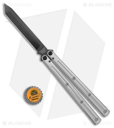 Squid Industries Krake Raken V2.5 Tanto Balisong Knife Silver (4.5" Inked) 4 Squid Industries Krake Raken V2.5 Tanto Balisong Knife Silver (4.5" Inked) - Image 4