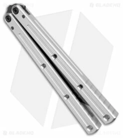 Squid Industries Krake Raken V2.5 Tanto Balisong Knife Silver (4.5" Inked) 6 Squid Industries Krake Raken V2.5 Tanto Balisong Knife Silver (4.5" Inked) -Kershaw Sales Shop Squid Industries Krake Raken V2.5 Tanto Balisong Silver Inked BHQ 103493 jr side 2