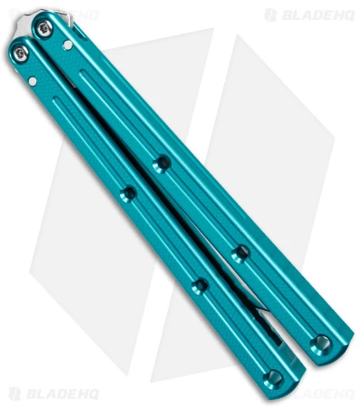 Squid Industries Krake Raken V2.5 Tanto Balisong Knife Teal (4.5" Satin) 2 Squid Industries Krake Raken V2.5 Tanto Balisong Knife Teal (4.5" Satin) - Image 2