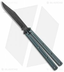 Squid Industries Krake Raken Bowie V2 Balisong Knife Matte Gunmetal (4.5" Acid)