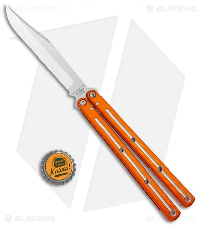 Squid Industries Krake Raken Bowie V2.5 Balisong Knife Dual-Tone Orange (4.5") 4 Squid Industries Krake Raken Bowie V2.5 Balisong Knife Dual-Tone Orange (4.5") - Image 4