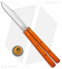 Squid Industries Krake Raken Bowie V2.5 Balisong Knife Orange (4.5" Satin) -Kershaw Sales Shop Squid Industries Krate Raken Bowie V2.5 Balisong Orange Satin BHQ 134795 jr bottlecap