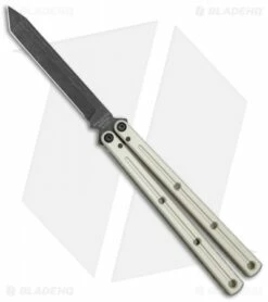 Squid Industries Krake Raken Tanto V2 Balisong Knife Matte Silver (4.5" Acid)