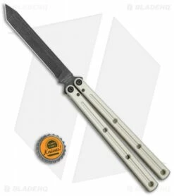 Squid Industries Krake Raken Tanto V2 Balisong Knife Matte Silver (4.5" Acid) -Kershaw Sales Shop Squid Industries Krate Raken Tanto Balisong Silver MATTE Acid Washed BHQ 126448 jr bottlecap