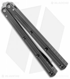 Squid Industries Krake Raken V2.5 Bowie Balisong Knife Black (4.5" Satin) -Kershaw Sales Shop Squid Industries Krate Raken V2 Bowie Balisong Black Satin BHQ 115299 jr side