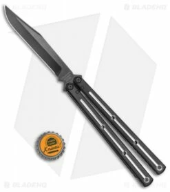 Squid Industries Krake Raken V2.5 Bowie Balisong Knife Dual-Tone (4.5" Inked) -Kershaw Sales Shop Squid Industries Krate Raken V2 Bowie Balisong Black Silver Inked BHQ 135234 jr bottlecap