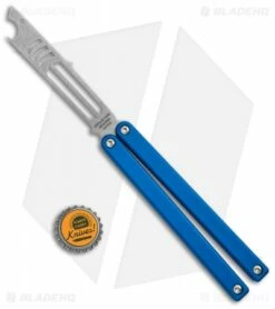 Squid Industries Mako Bottle Opener Balisong Trainer Blue (4.3" SW) -Kershaw Sales Shop Squid Industries Mako Bottle Opener Balisong Trainer Blue SW BHQ 102475 jr bottlecap 2