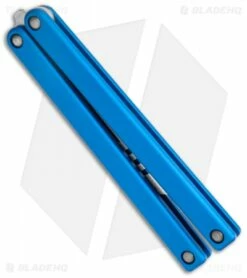 Squid Industries Mako Bottle Opener Balisong Trainer Blue (4.3" SW) -Kershaw Sales Shop Squid Industries Mako Bottle Opener Balisong Trainer Blue SW BHQ 102475 jr side 2
