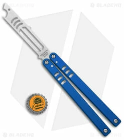 Squid Industries Mako V4.5 Bottle Opener Balisong Trainer Blue (4.3" SW) -Kershaw Sales Shop Squid Industries Mako V4.5 Bottle Opener Balisong Trainer Blue SW BHQ 177932 jr bottlecap