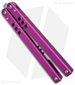 Squid Industries Mako V4.5 Bottle Opener Balisong Trainer Purple (4.3" SW) -Kershaw Sales Shop Squid Industries Mako V4.5 Bottle Opener Balisong Trainer Purple SW BHQ 176660 jr side