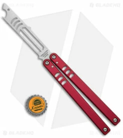 Squid Industries Mako V4.5 Bottle Opener Balisong Trainer Red (4.3" SW) -Kershaw Sales Shop Squid Industries Mako V4.5 Bottle Opener Balisong Trainer Red SW BHQ 176661 jr bottlecap