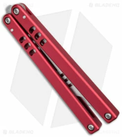 Squid Industries Mako V4.5 Bottle Opener Balisong Trainer Red (4.3" SW) -Kershaw Sales Shop Squid Industries Mako V4.5 Bottle Opener Balisong Trainer Red SW BHQ 176661 jr side