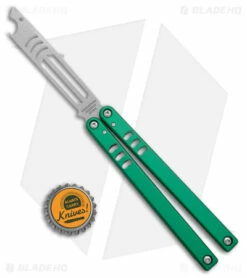 Squid Industries Mako V4.5 Bottle Opener Balisong Trainer Green (4.3" SW) -Kershaw Sales Shop Squid Industries Mako V4.5 Bottle Opener Trainer Inked Green SW BHQ 177514 jr bottlecap
