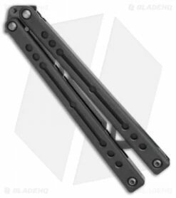 Squid Industries Nautilus Butterfly Balisong Trainer (Black DLC) -Kershaw Sales Shop Squid Industries Nautilus Butterfly Balisong Trainer Black Cerakote BHQ 112204 LS Side