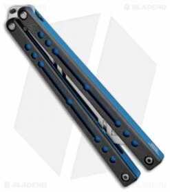 Squid Industries Nautilus Butterfly Balisong Trainer Blue/Black (Satin) -Kershaw Sales Shop Squid Industries Nautilus Butterfly Balisong Trainer Blue Black BHQ 102470 jr side