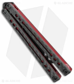 Squid Industries Nautilus Butterfly Balisong Trainer CF/Inked Red (4.4" Black) -Kershaw Sales Shop Squid Industries Nautilus Butterfly Balisong Trainer CF Inked Red BHQ 145415 jr side