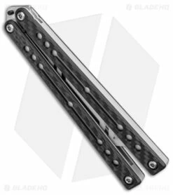 Squid Industries Nautilus Butterfly Balisong Trainer CF/Silver (4.4" Satin) -Kershaw Sales Shop Squid Industries Nautilus Butterfly Balisong Trainer CF Silver BHQ 145413 jr side