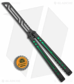 Squid Industries Nautilus Butterfly Balisong Trainer Inked Green Al (4.5" Black) -Kershaw Sales Shop Squid Industries Nautilus Butterfly Balisong Trainer Inked Green Black BHQ 175174 jr bottlecap