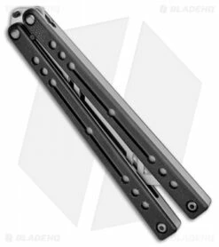 Squid Industries Nautilus V2 Butterfly Balisong Trainer Silver/Black (Satin) -Kershaw Sales Shop Squid Industries Nautilus Butterfly Balisong Trainer Silver Black Satin BHQ 102469 jr side