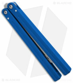 Squid Industries Triton Butterfly Balisong Trainer Blue V2 (Stonewash) -Kershaw Sales Shop Squid Industries Triton Butterfly Balisong Trainer Blue V2 SW BHQ 175091 jr side