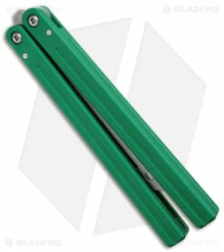 Squid Industries Triton Butterfly Balisong Trainer Green V2 (Stonewash Trainer) -Kershaw Sales Shop Squid Industries Triton Butterfly Balisong Trainer Green V2 SW BHQ 175092 jr side