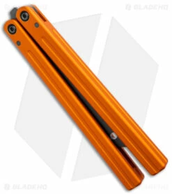 Squid Industries Triton V2 Butterfly Balisong Trainer Inked Orange -Kershaw Sales Shop Squid Industries Triton Butterfly Balisong Trainer Orange V2 Inked Black BHQ 175180 jr side