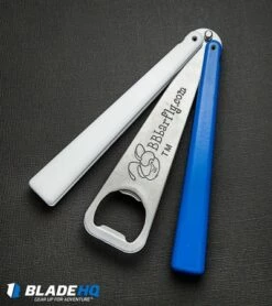 BB Barfly Bottle Opener Butterfly Trainer Blue/White (Blade HQ Edition) -Kershaw Sales Shop bb barfly bottle opener butterfly blue white BHQ edition BHQ 68440 dl