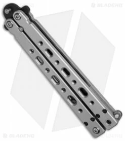 Bear OPS Bear Song V Butterfly Knife Gray Aluminum (4.38" Black) B-500-B -Kershaw Sales Shop bear ops b 500 b 35030 side cm